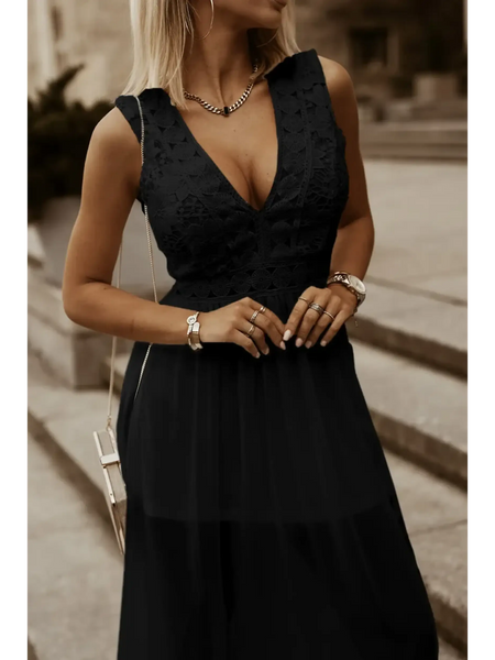Sashay in Style: White Lace Maxi Dress with Slit for Resort Wear - Beach Babes Beachwear - Fort Lauderdale