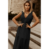 Black 2 Sashay in Style: White Lace Maxi Dress with Slit for Resort Wear - Beach Babes Beachwear - Fort Lauderdale
