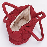 Babe Beachwaer small puffer lightweight tote bag in red with interior compartments and zipper closure