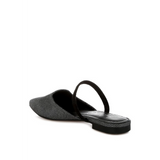 Black Babe Beachwear sparkling glitter mules for women with slingback strap and flat sole