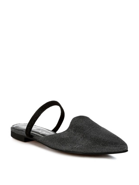 Babe Beachwear black sparkling glitter mules for women with pointed toe and slingback strap