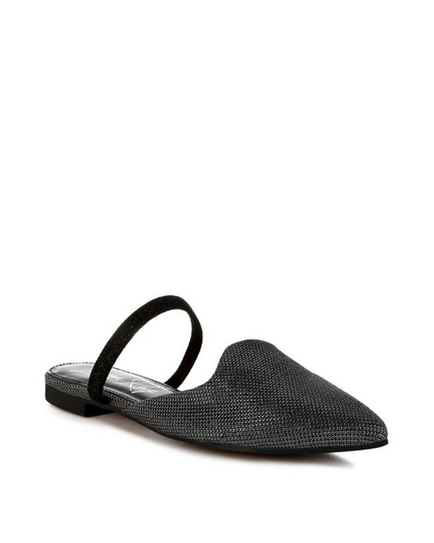 Babe Beachwear black sparkling glitter mules for women with pointed toe and slingback strap