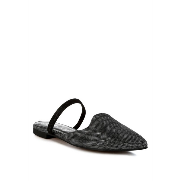 Babe Beachwear black sparkling glitter mules for women with pointed toe and slingback strap