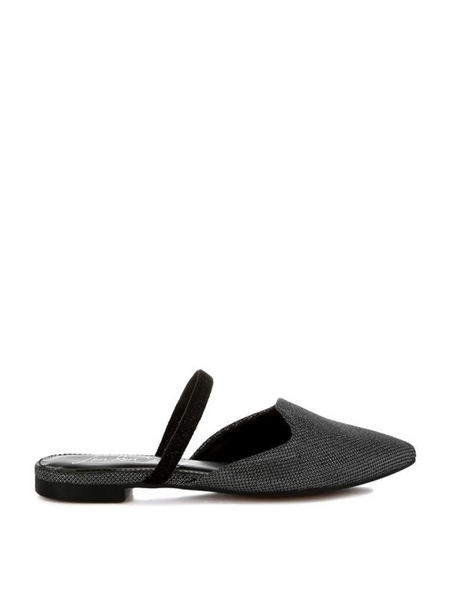 Babe Beachwear black sparkling glitter mules for women with pointed toe and back strap