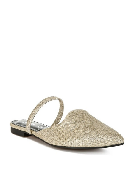 Babe Beachwear sparkling glitter mules for women in gold with pointed toe and slingback strap