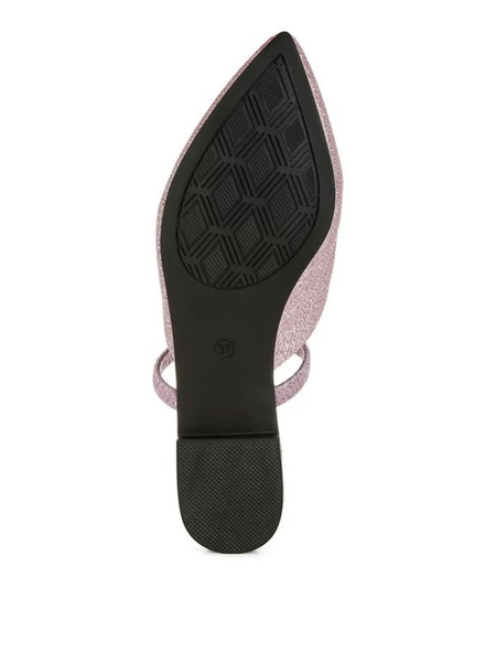 Bottom view of Babe Beachwear sparkling glitter mules for women with textured sole and size 37