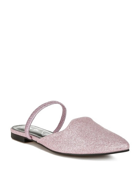 Babe Beachwear sparkling glitter mules for women in pink with pointed toe and slingback strap