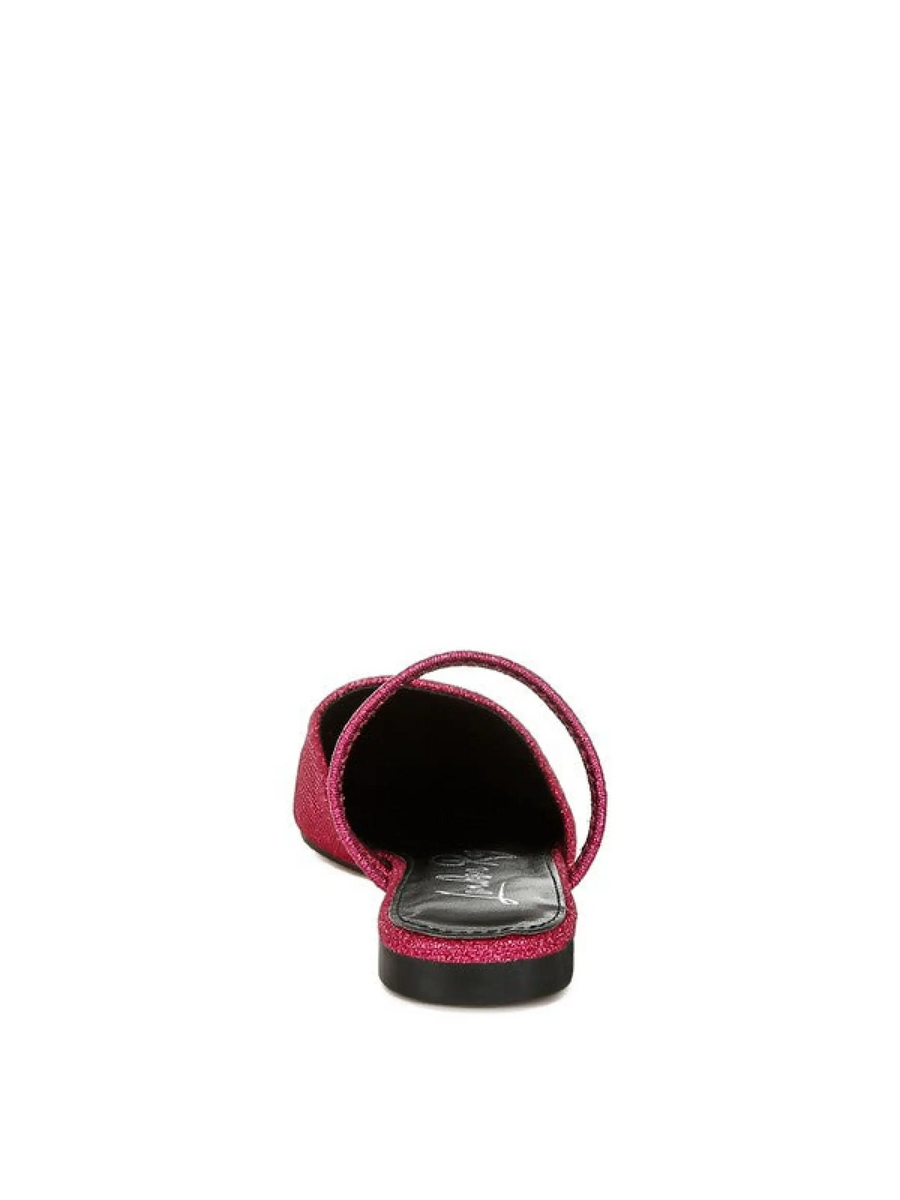 Babe Beachwear sparkling glitter mules for women in pink open-back flat design
