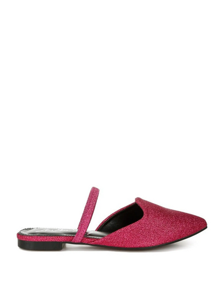 Babe Beachwear sparkling glitter mules for women in pink with pointed toe and low heel