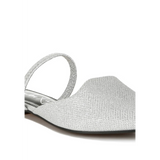 white side view Babe Beachwear sparkling glitter mules for women in silver with pointed toe and slingback strap