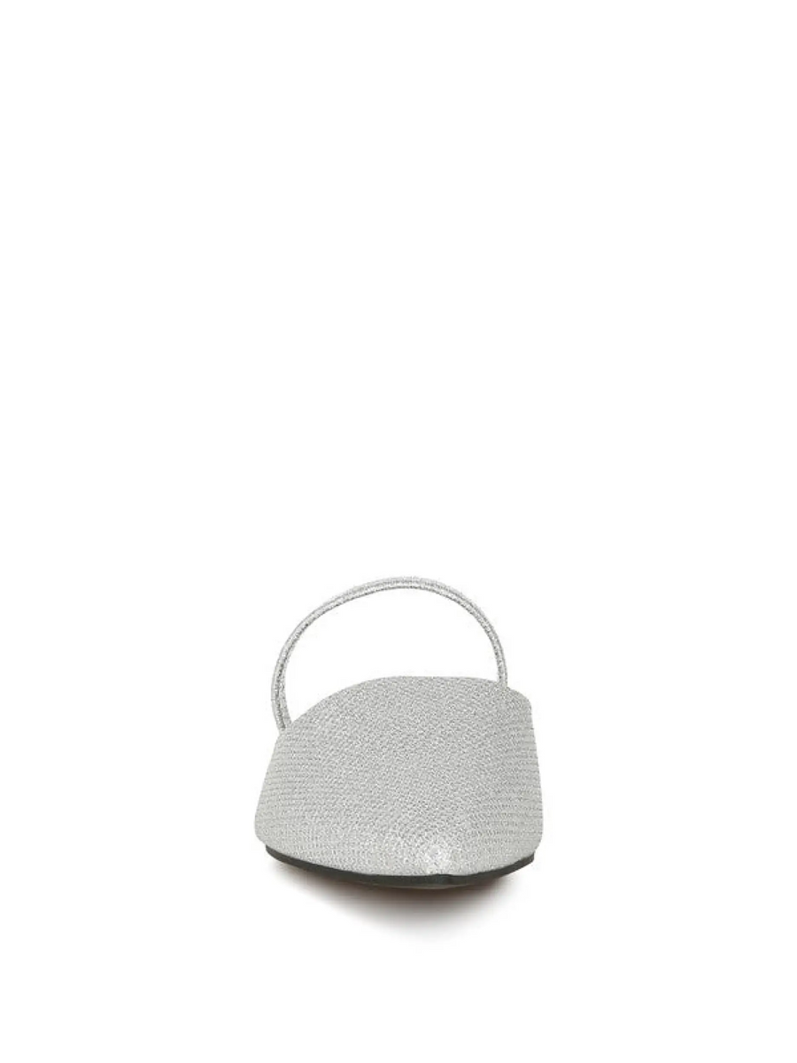 Babe Beachwear sparkling glitter mules for women in silver with slingback strap and closed toe design