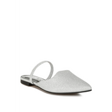 Babe Beachwear sparkling glitter mules for women in silver with pointed toe and slingback strap