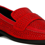 Red Rag Company sparkling rhinestone loafers with black sole and studded detailing