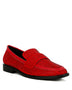 Rag Company red sparkling rhinestone loafers with black sole and elegant studded design