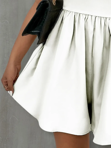 Trendsi white strapless formal wear romper with gathered waist and flowing skirt detail