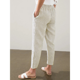 Striped beach pants for women by Babe Beachwaer with a relaxed fit and elastic waistband