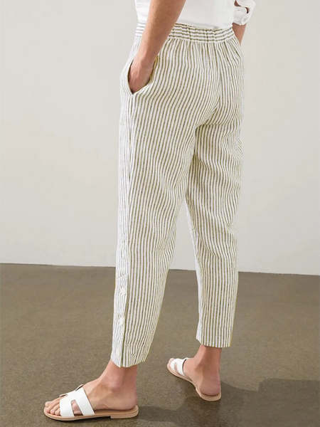 Striped beach pants for women by Babe Beachwaer with a relaxed fit and elastic waistband