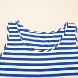 EG fashion blue and white striped midi dress summer sleeveless top with round neckline