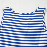 EG fashion striped midi dress summer with blue and white horizontal stripes sleeveless design