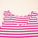 EG fashion striped midi dress summer style with pink and white horizontal stripes and sleeveless design