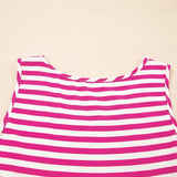 Pink and white striped midi dress summer by EG fashion with sleeveless design and round neckline