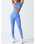 Trendsi active set featuring a stylish high waisted gym leggings set in light blue with matching crop top