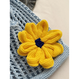 Babe Beachwear summer crochet tote 2025 with light blue knit and yellow flower decoration