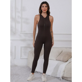 Trendsi black active jumpsuit with front zipper worn by woman summer fitness jumpsuit ladies