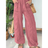 Babe Beachwaer spaghetti strap summer jumpsuit in dusty rose with wide legs and front pockets