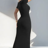 Trendsi black summer shapewear dress with bra pads sleeveless maxi dress for a sleek silhouette