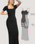 Trendsi summer shapewear dress with bra pads in black maxi length and short sleeves