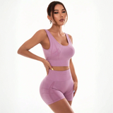 Trendsi lavender active set featuring a sleeveless crop top and high-waisted shorts summer workout clothes set
