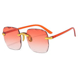 Rimless square chic sunglasses with orange gradient lenses for a stunning look