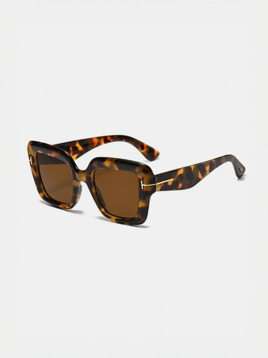 Tortoiseshell square sunglasses perfect for beach vacations and beach styles