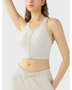 Trendsi supportive workout bra for women in light gray with front zipper and racerback design