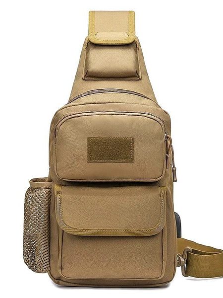 Babe Beachwaer tan tactical bag for men with multiple compartments and adjustable strap