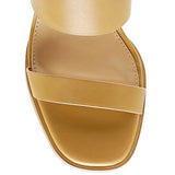 Rag Company tan slingback block heel sandals with wide straps and stitched sole detail