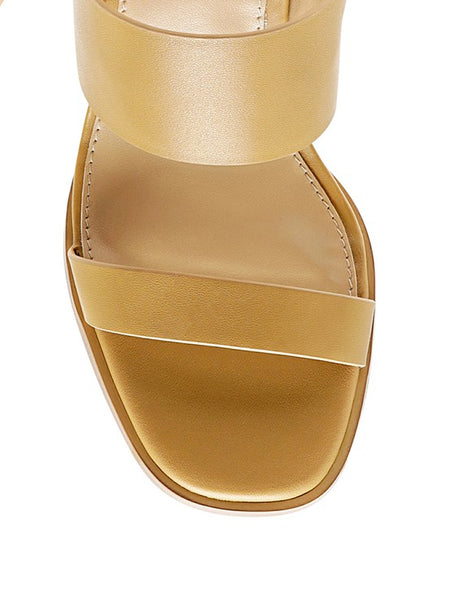 Rag Company tan slingback block heel sandals with wide straps and stitched sole detail