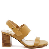 Rag Company tan slingback block heel sandals with wide straps and wooden block heel