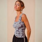 Floral-patterned gray tank top from Bloom in Style collection