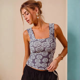 Gray floral-patterned tank top from Bloom in Style for a chic summer look