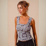Gray floral print tank top from Bloom in Style perfect for casual looks