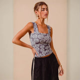 Gray floral print tank top from Bloom in Style perfect for summer vibes