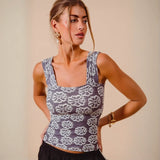 Gray floral print tank top from Bloom in Style perfect for summer casuals