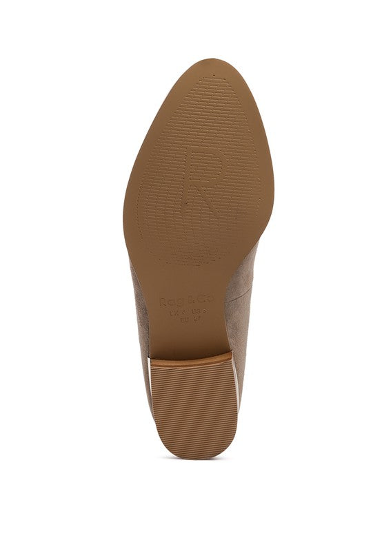 Sole view of Rag Company black genuine leather loafers showing textured brown outsole and heel