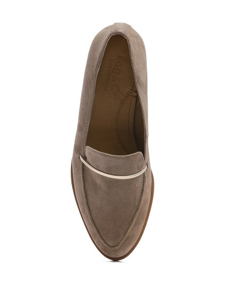 Rag Company black genuine leather loafers in classic slip-on design with smooth finish