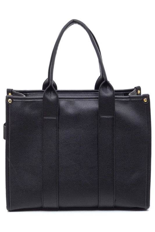 Black large beach tote bag for women with double handles and textured finish from Fashion World