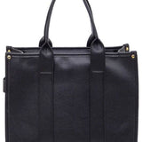 Black large beach tote bag for women with double handles and textured finish from Fashion World