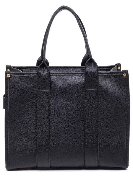 Black large beach tote bag for women with double handles and textured finish from Fashion World