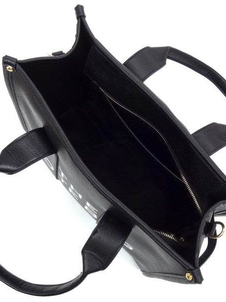 Fashion World large beach tote bag for women in black with spacious interior and zippered pocket